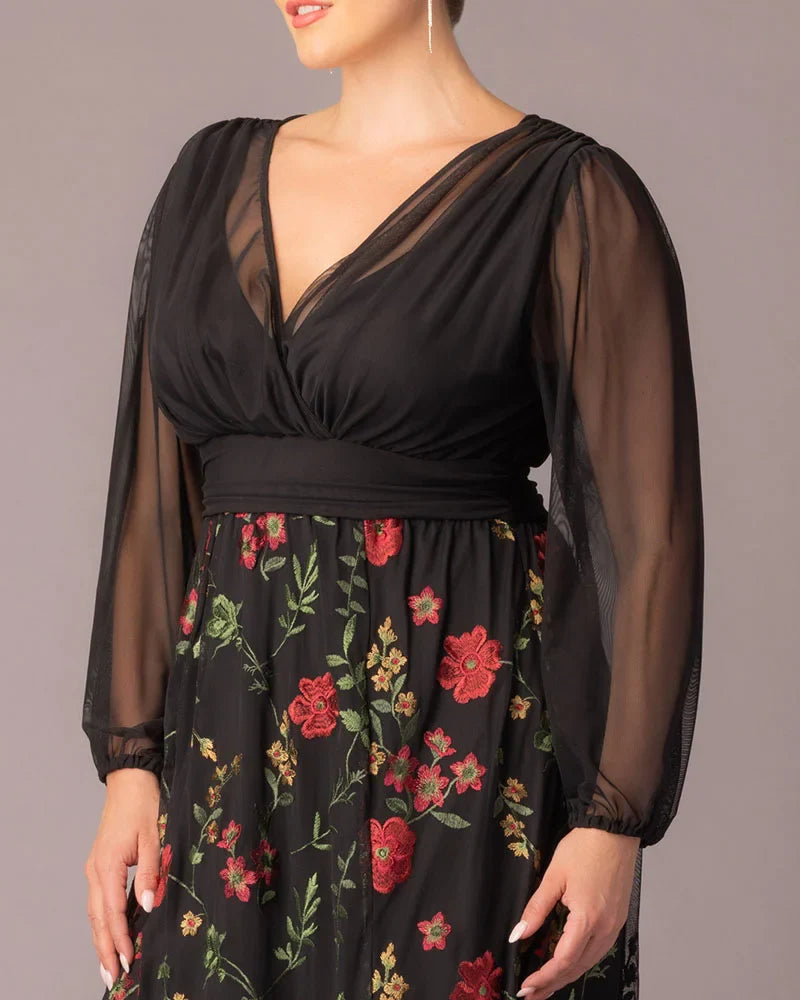 Isabella Embroidered Mesh Gown - Sale!