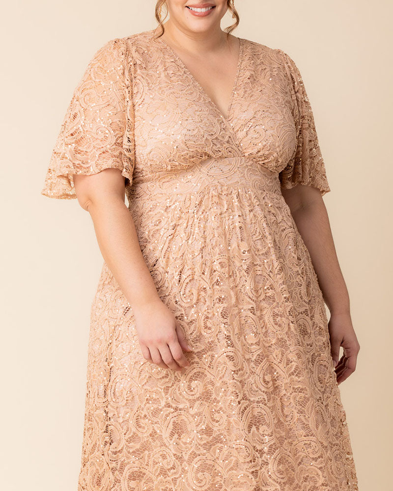 Luminous Sequin Lace Long Gown
