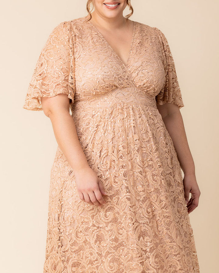 Luminous Sequin Lace Long Gown