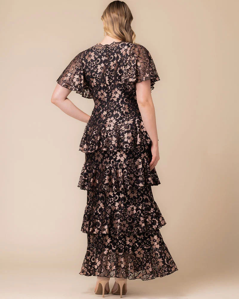Mon Ange Tiered Lace Evening Gown - Sale!