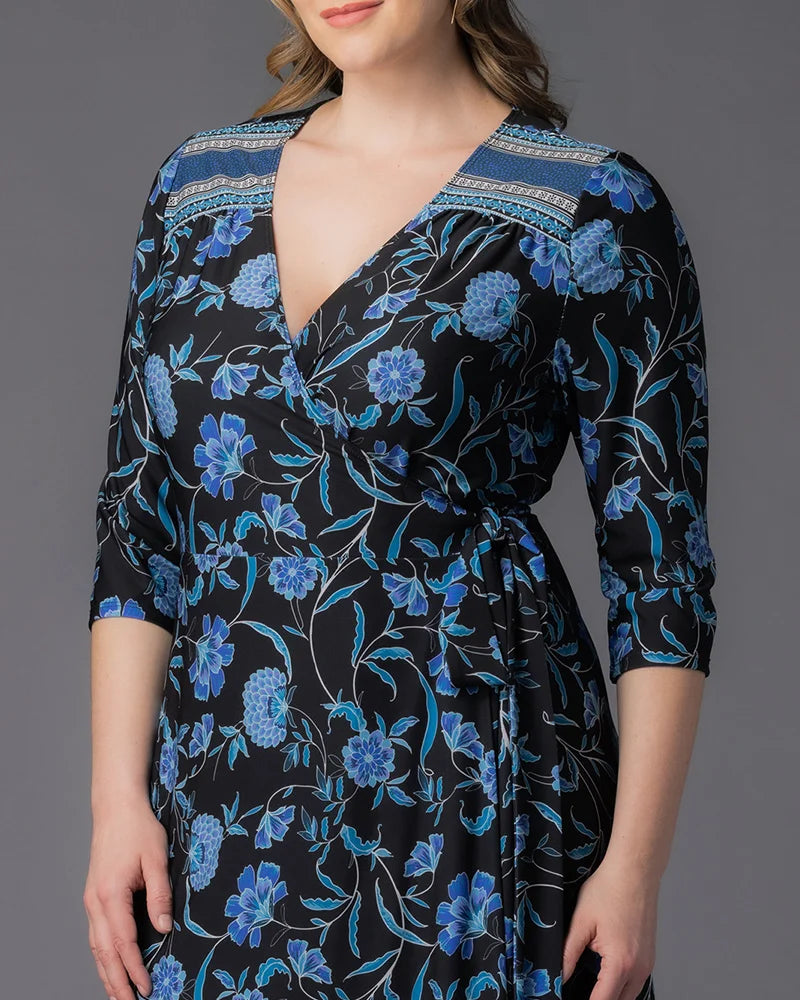 Beguiling Border Print Wrap Dress