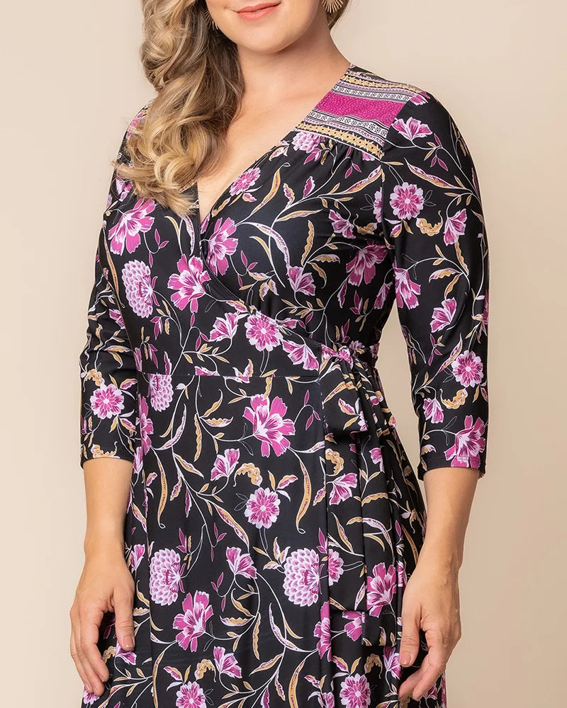 Beguiling Border Print Wrap Dress