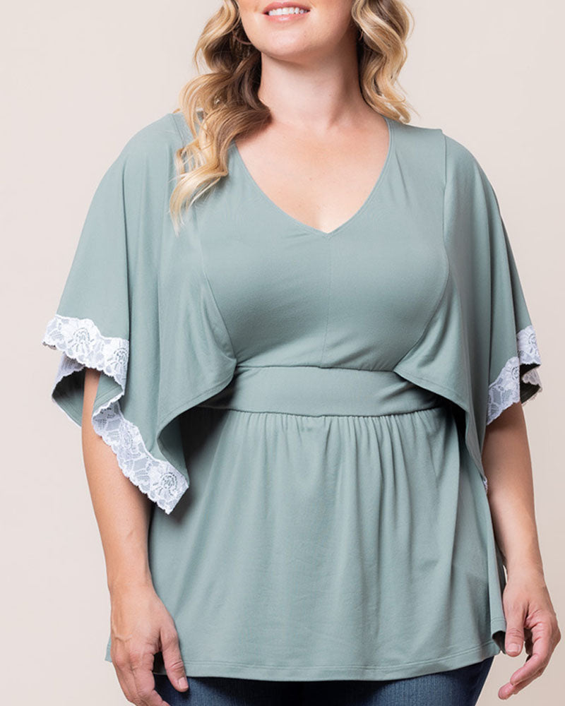 Sarah Lace Trim V-Neck Top - Sale!