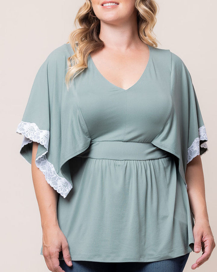 Sarah Lace Trim V-Neck Top - Sale!