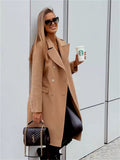 Women's Straight Winter Coat with Suit Collar, Clean Design