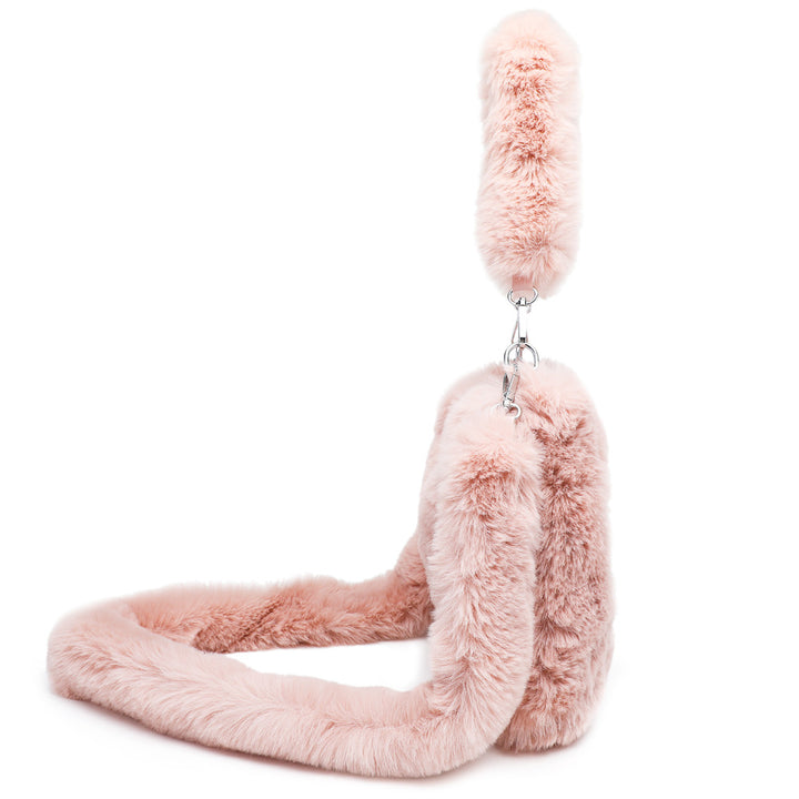 Fluffy pink heart shoulder bag
