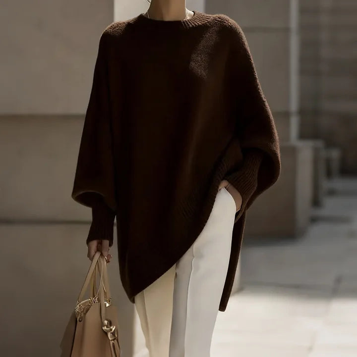 Thick Knit Pullover Sweater, Loose Fit Round Neck Top