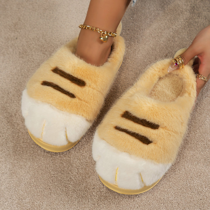 3D Cat Paw Slippers – Fluffy Flat House Slippers, Non-Slip Sole