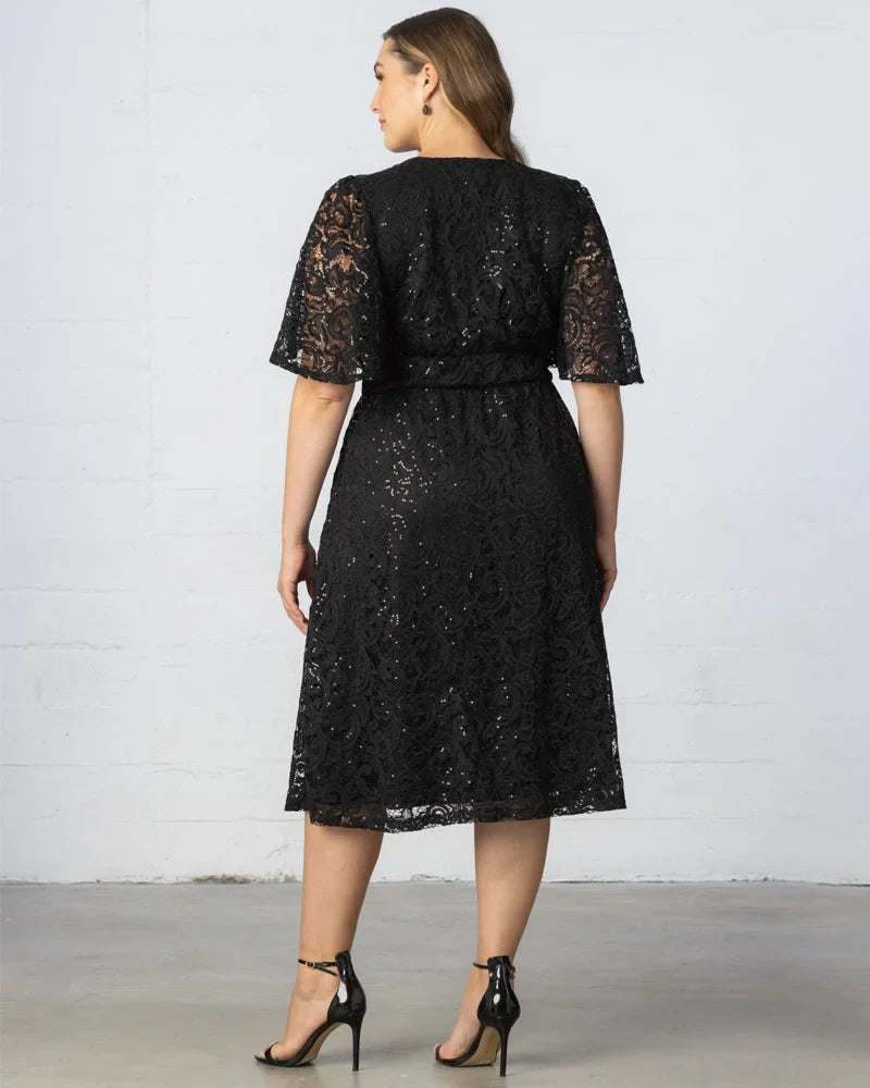 Starry Sequined Lace Cocktail Dress