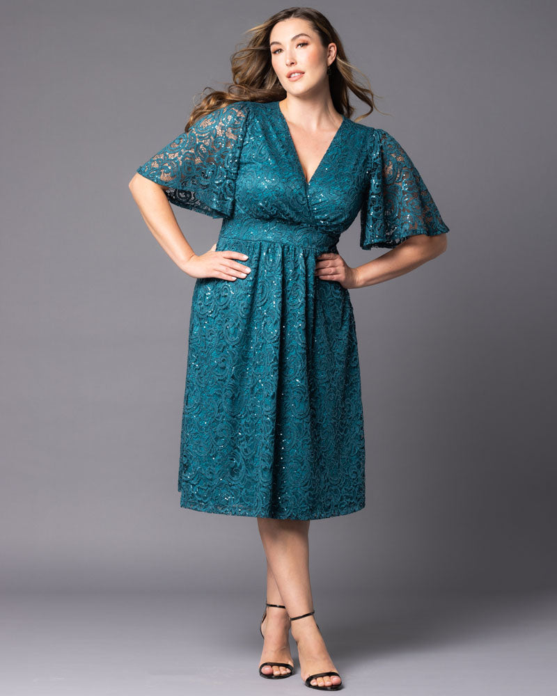 Starry Sequined Lace Cocktail Dress
