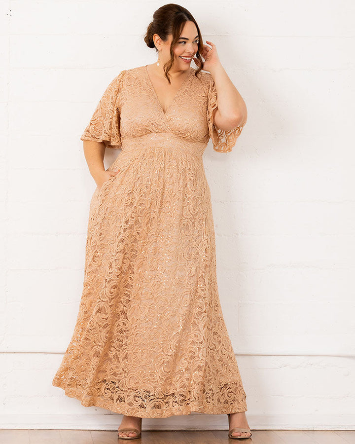 Luminous Sequin Lace Long Gown