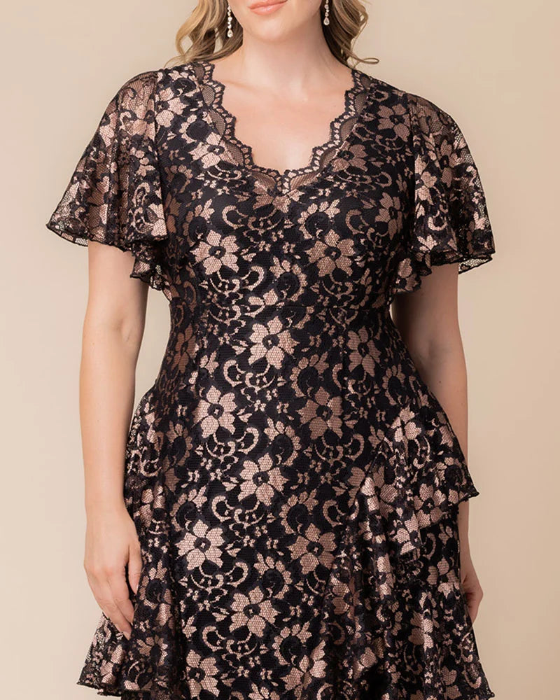 Mon Ange Tiered Lace Evening Gown - Sale!