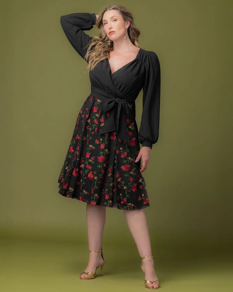 Chelsea Embroidered Midi Cocktail Dress - Sale!