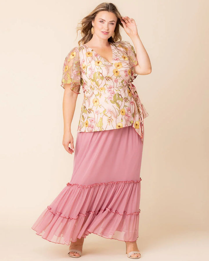Rosalie Embroidered Wrap Top