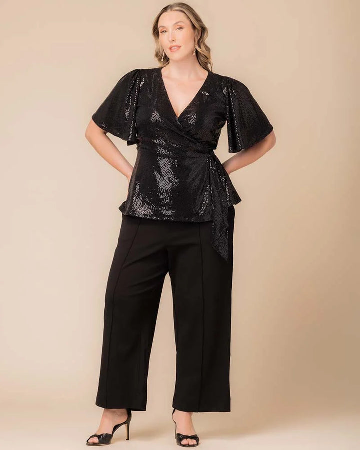 Shimmering Sequin Wrap Top