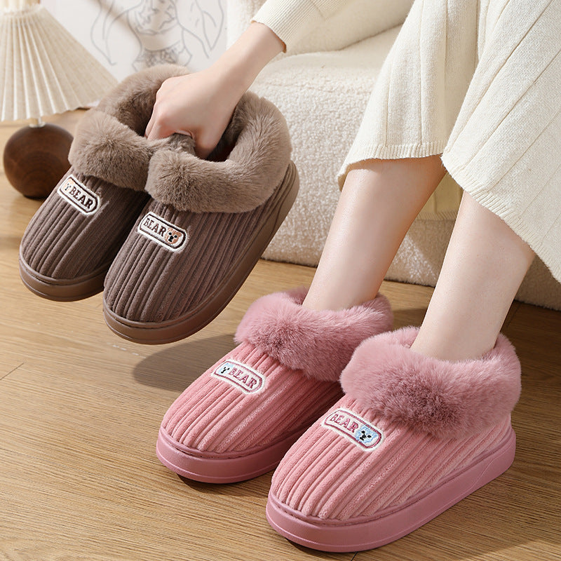Closed Back Fluffy Slippers with Thick Non-Slip Sole