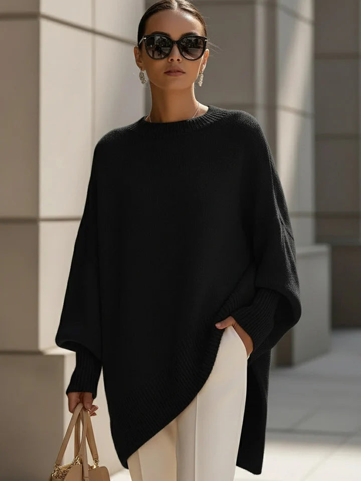 Thick Knit Pullover Sweater, Loose Fit Round Neck Top