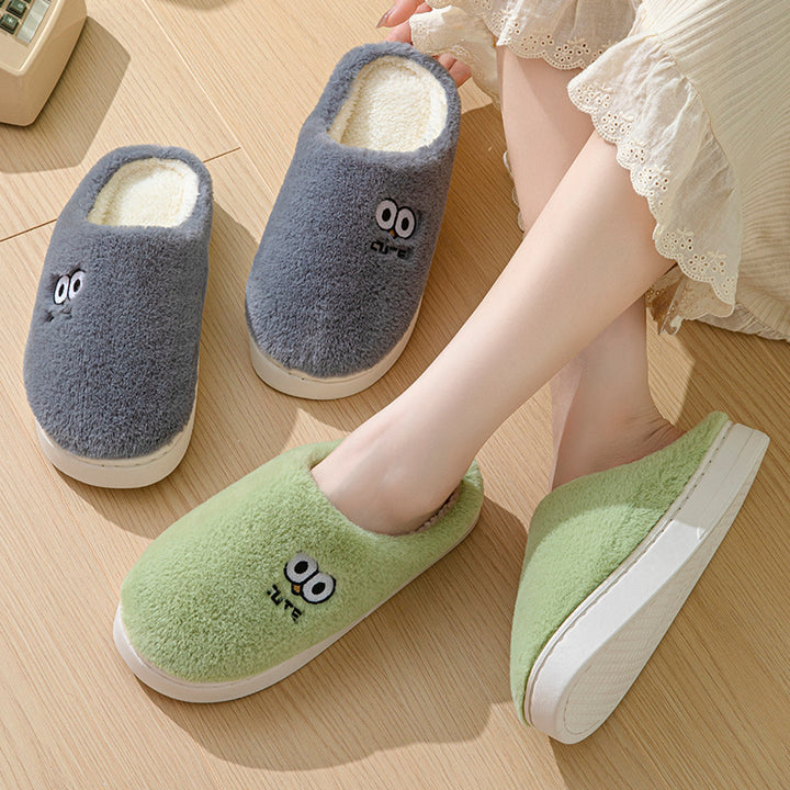 Big-Eyes Cartoon Slippers, Non-Slip Plush for Couples