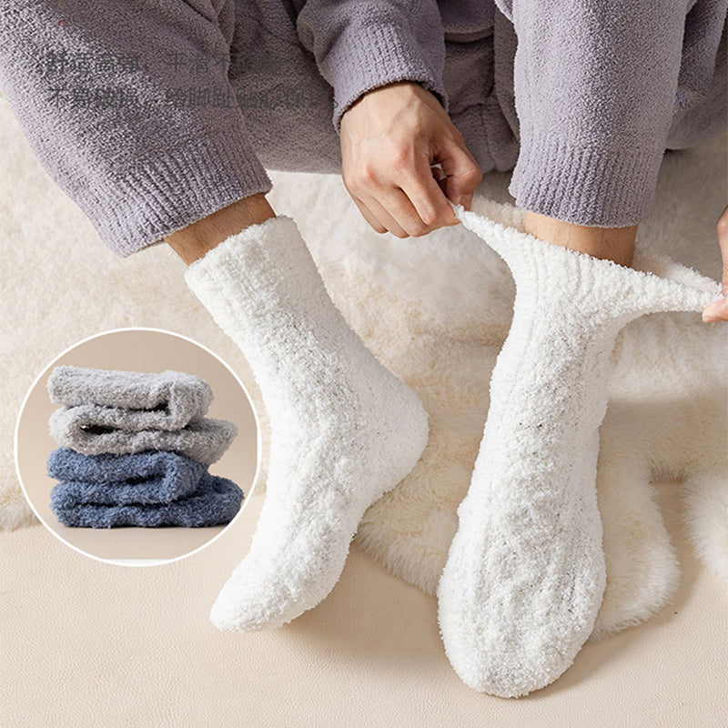Coral Fleece Fuzzy Socks with Non-Slip Grip for Cold Floors