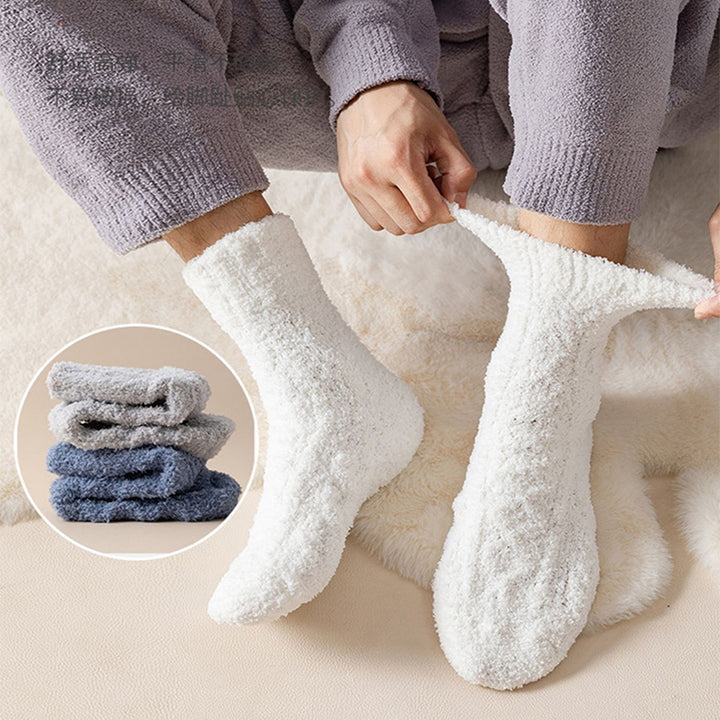 Coral Fleece Fuzzy Socks with Non-Slip Grip for Cold Floors