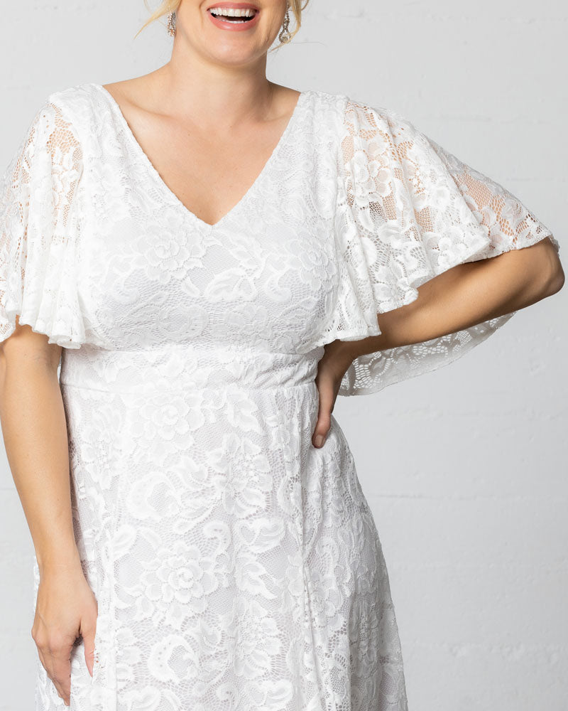 Genevieve Lace Flutter Sleeve Midi Dress - Sale!