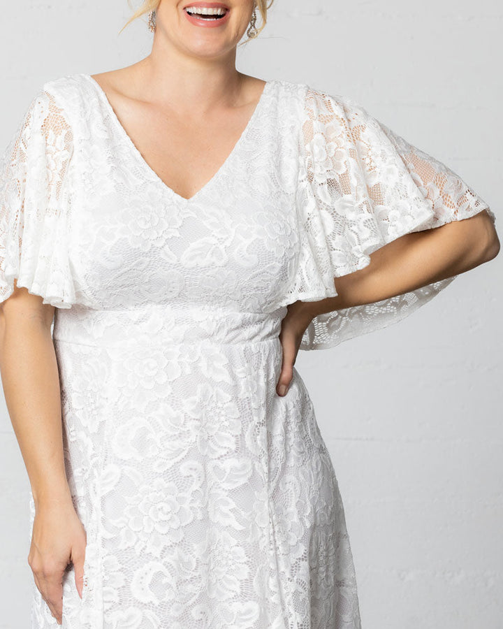 Genevieve Lace Flutter Sleeve Midi Dress - Sale!
