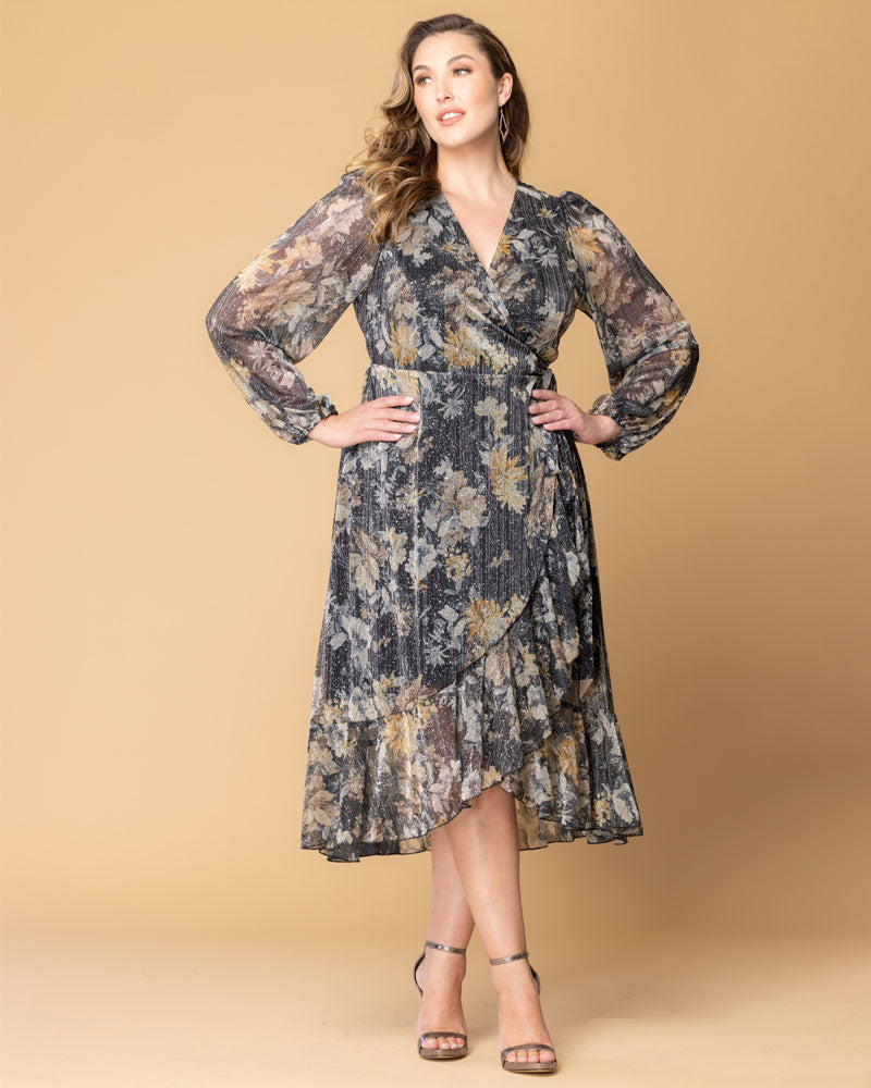 Clara Sparkling Long Sleeve Wrap Dress – Sale!