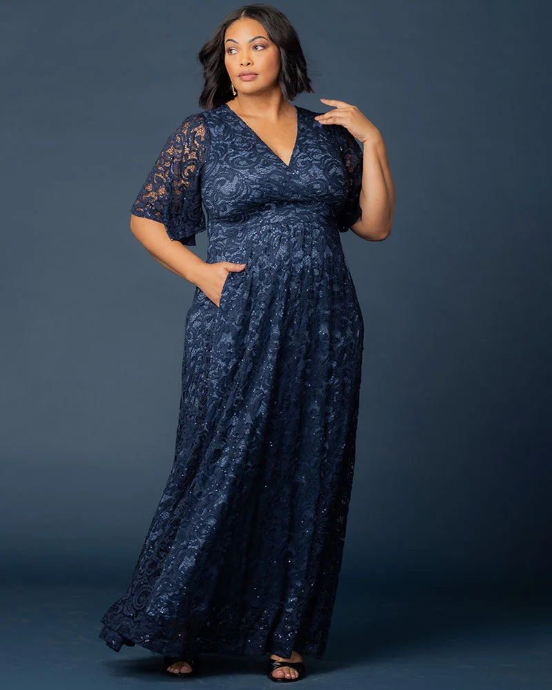 Luminous Sequin Lace Long Gown