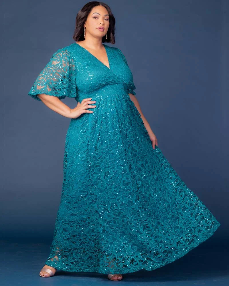 Luminous Sequin Lace Long Gown
