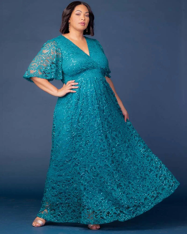 Luminous Sequin Lace Long Gown