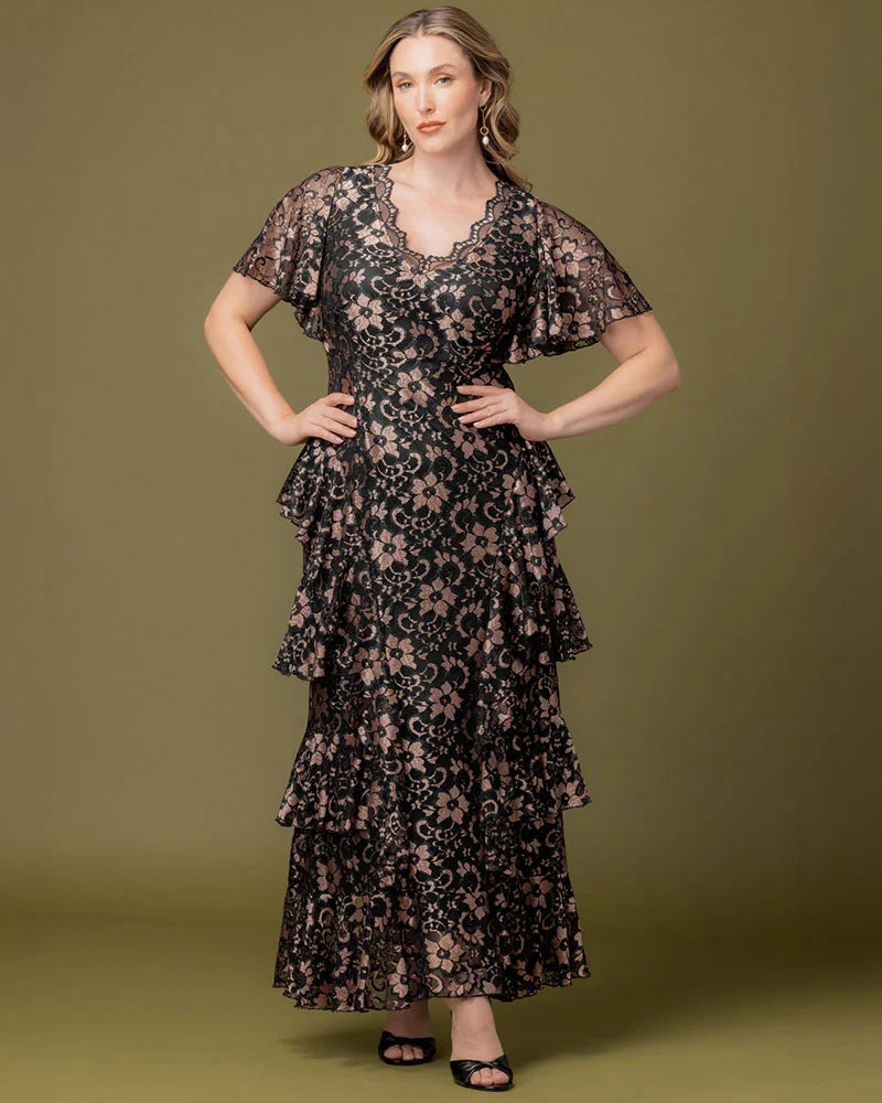 Mon Ange Tiered Lace Evening Gown - Sale!