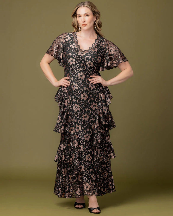 Mon Ange Tiered Lace Evening Gown - Sale!