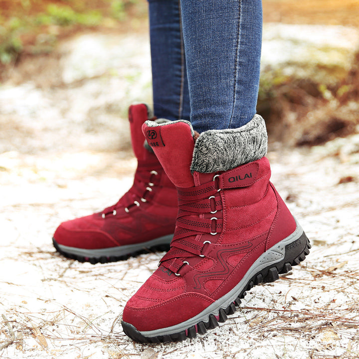 Lace-Up Ankle Boots for Women, Plus-Velvet Warm Winter Boots