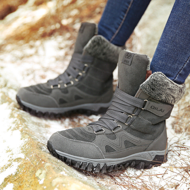 Lace-Up Ankle Boots for Women, Plus-Velvet Warm Winter Boots