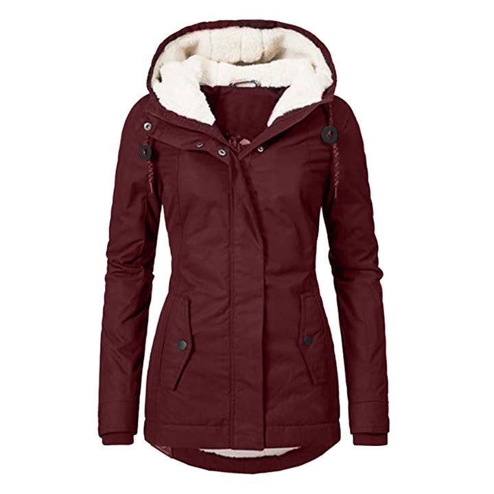 Hooded winter jacket with fleece lining, zip and pockets