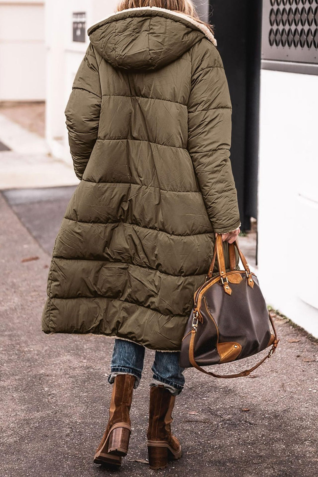 Hooded Long Coat for Women, Double-Sided Winter Cardigan Jacket