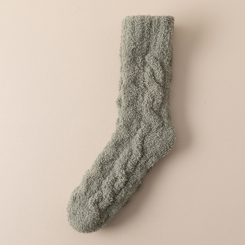Coral Fleece Fuzzy Socks with Non-Slip Grip for Cold Floors