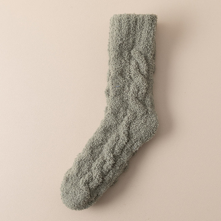 Coral Fleece Fuzzy Socks with Non-Slip Grip for Cold Floors
