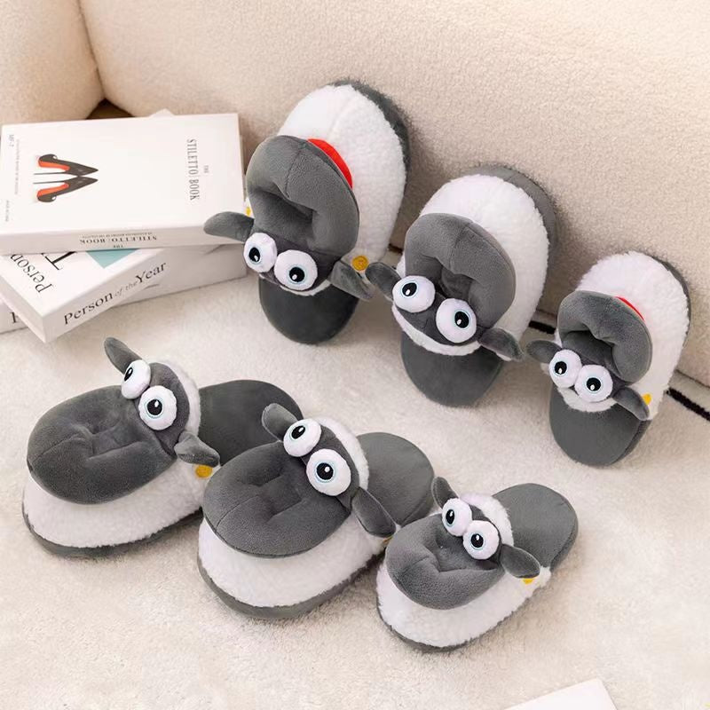 Sheep Plush Cotton Slippers, Thermal with Foam Sole