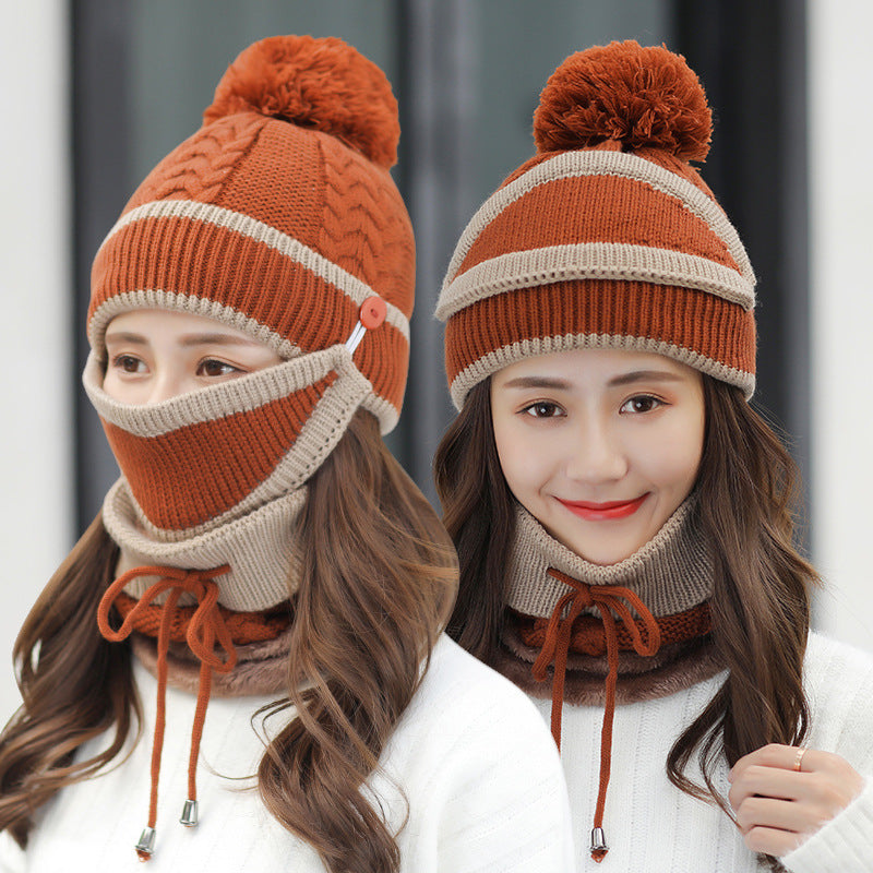 Knit beanie, face mask and neck warmer set