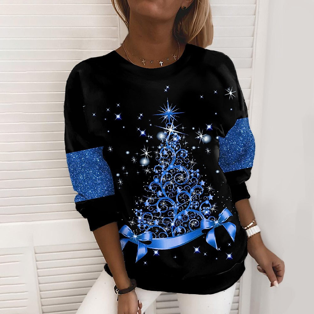 Women's 3D Print Christmas Sweatshirt, Bold Holiday Pullover