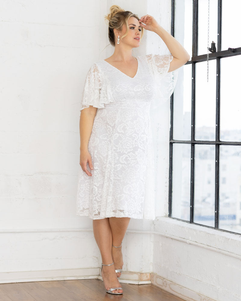 Genevieve Lace Flutter Sleeve Midi Dress - Sale!