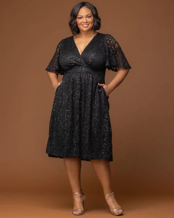 Starry Sequined Lace Cocktail Dress