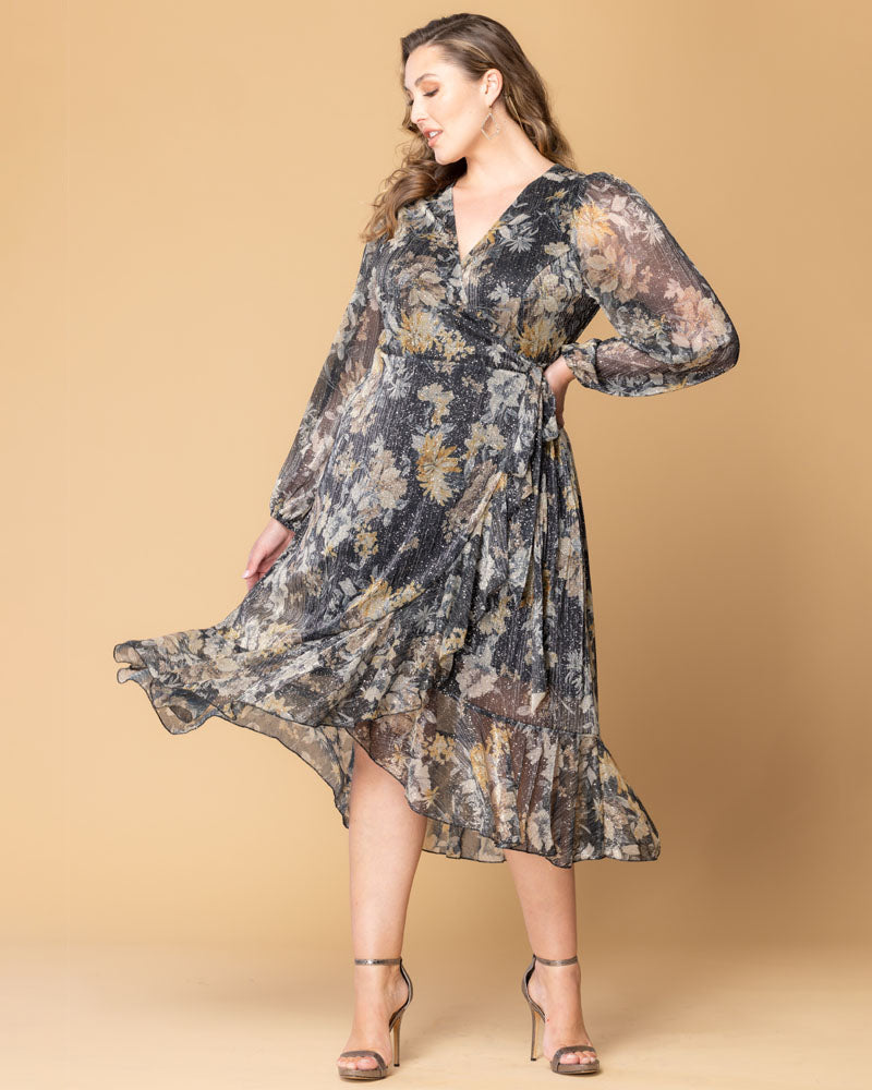 Clara Sparkling Long Sleeve Wrap Dress – Sale!