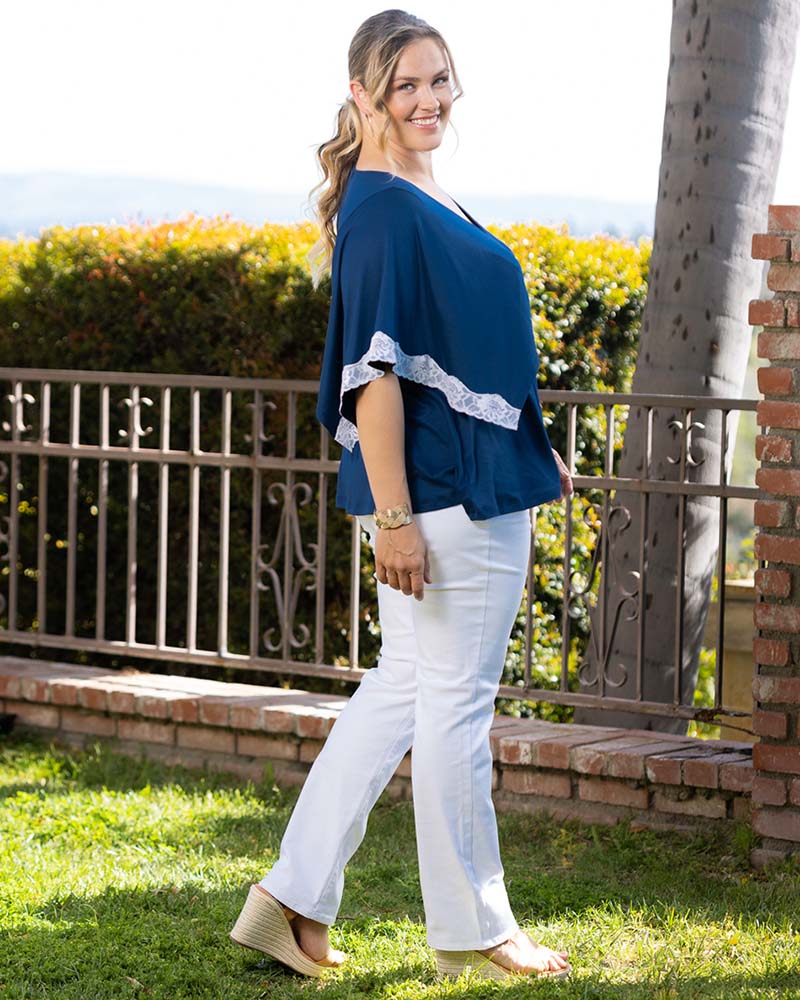 Sarah Lace Trim V-Neck Top - Sale!
