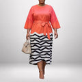 HELEDD | Bold Contrast Midi with Sculpted Waist and Graphic Elegance