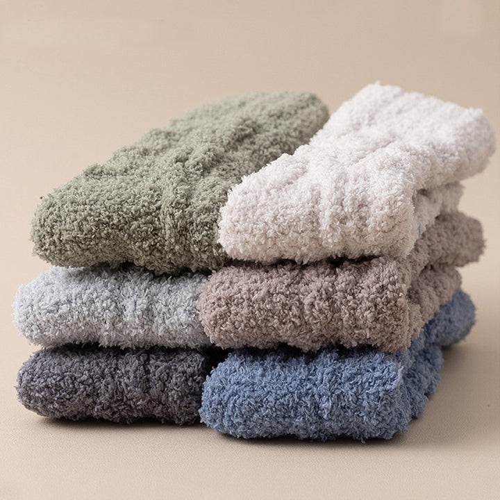 Coral Fleece Fuzzy Socks with Non-Slip Grip for Cold Floors