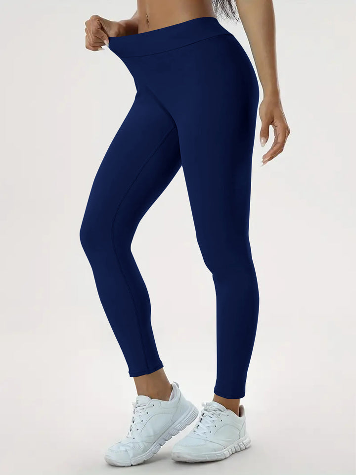 Woman in high-waisted scrunch leggings