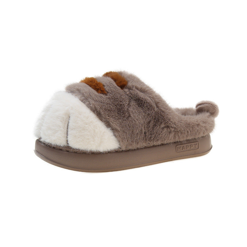 3D Cat Paw Slippers – Fluffy Flat House Slippers, Non-Slip Sole