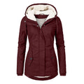 Hooded winter jacket with fleece lining, zip and pockets